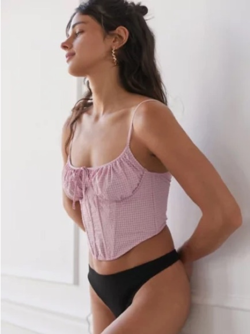 Urban Outfittets / Out from Under Devon Seersucker Corset in Pink